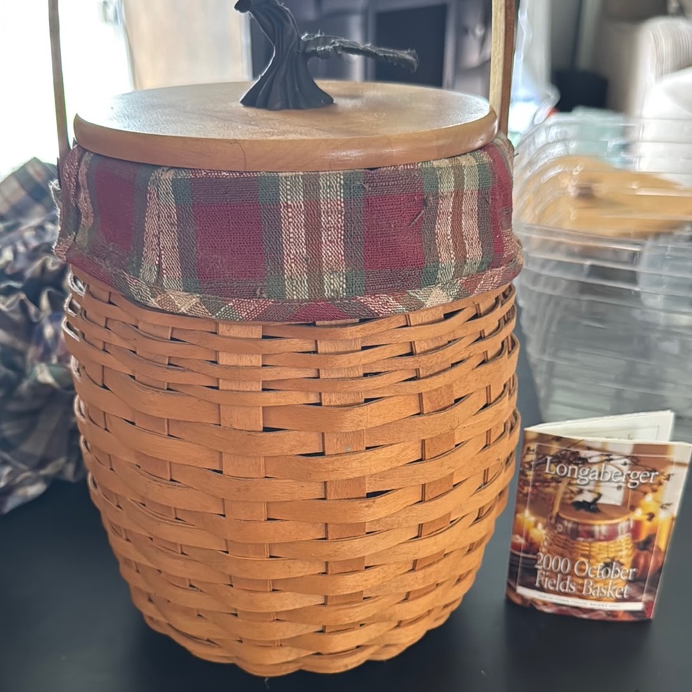 Longaberger Woven Basket with Plaid Accent